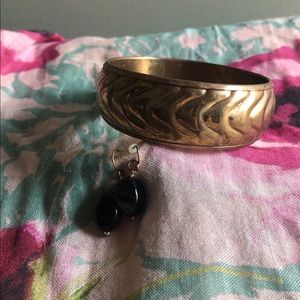 Brass bangle and earrings set